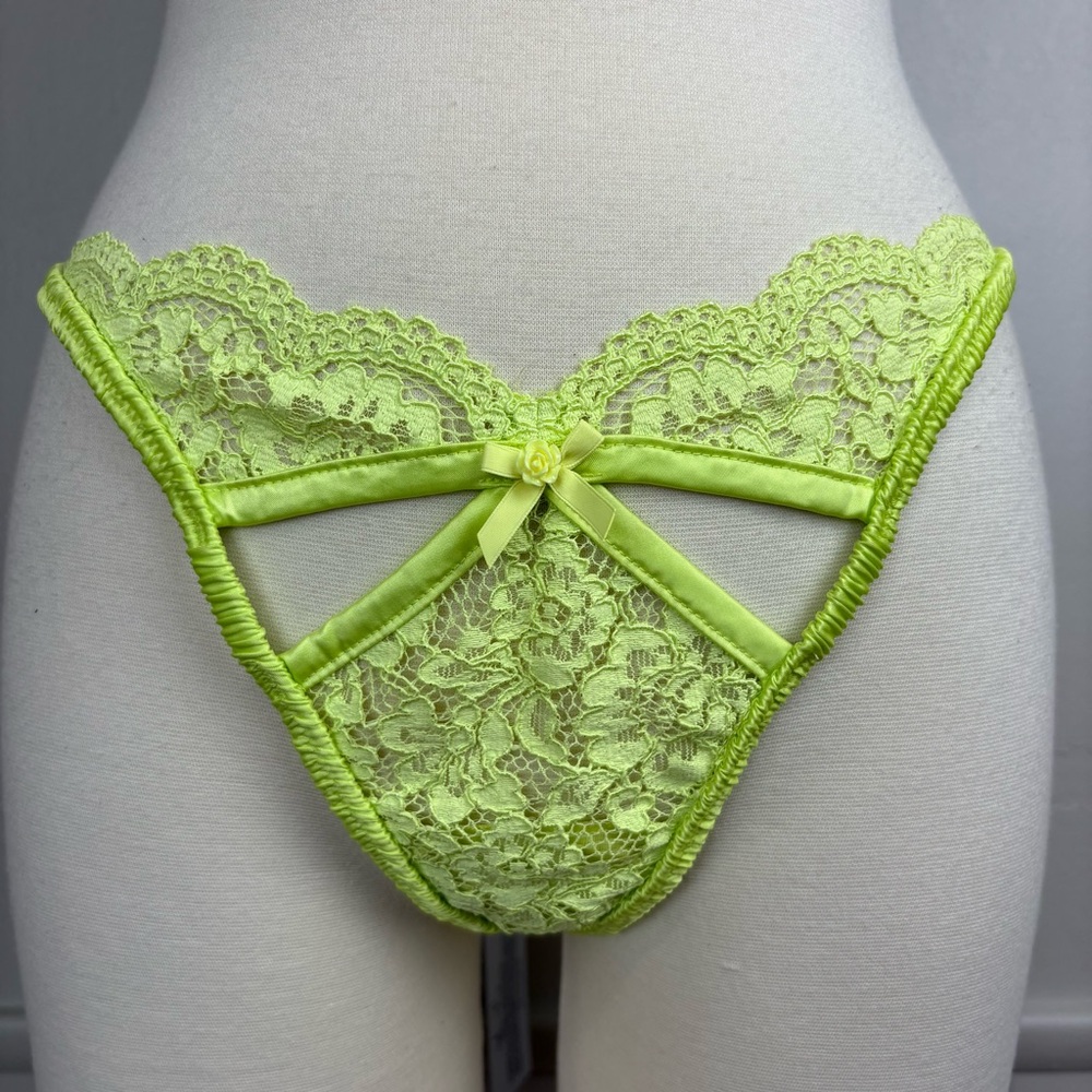 Victorias Secret For Love & Lemons Creamsicle Panties Sz L‎ NWT Lime Green Thong